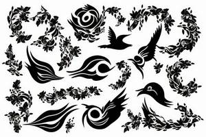 vines twisting around a flying bird tattoo idea