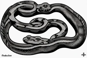 two headed snake back tattoo 
one head going over each shoulder tattoo idea