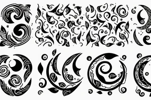 Floral vines with a small crescent moon and hands tattoo idea