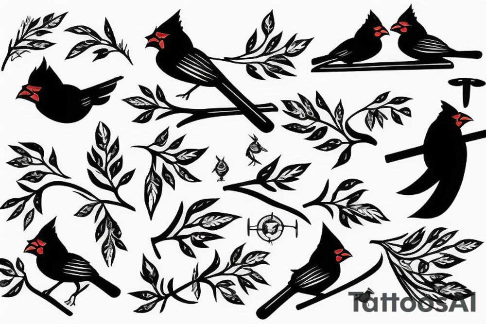two cardinals chasing eachother tattoo idea