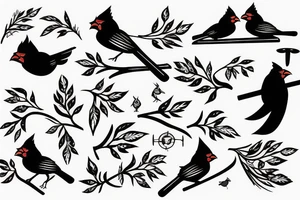 two cardinals chasing eachother tattoo idea