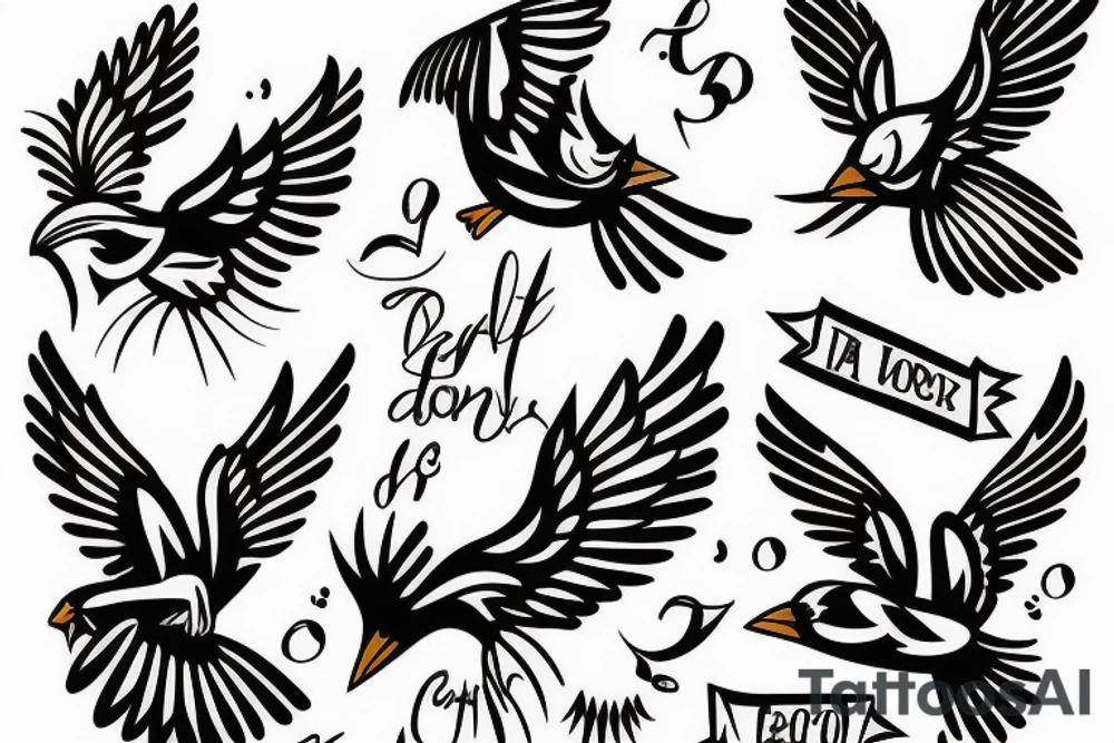 two cardinals chasing eachother tattoo idea