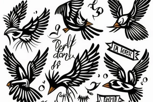 two cardinals chasing eachother tattoo idea