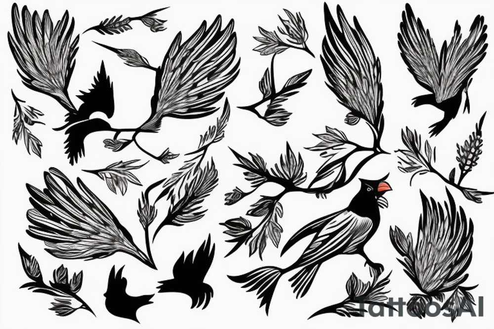 two cardinals chasing eachother tattoo idea
