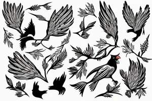 two cardinals chasing eachother tattoo idea