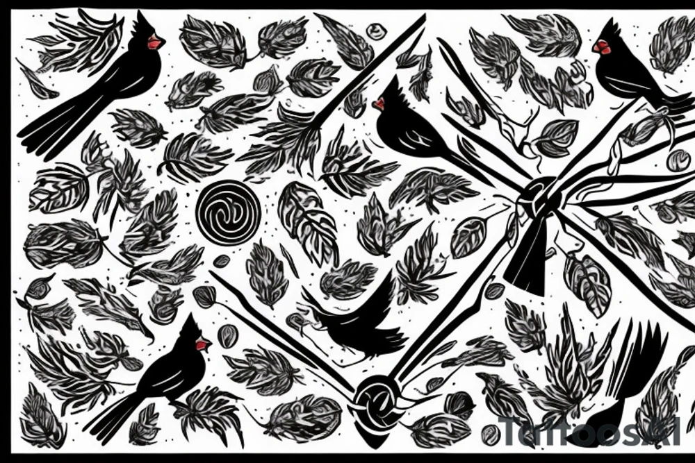two cardinals chasing eachother tattoo idea