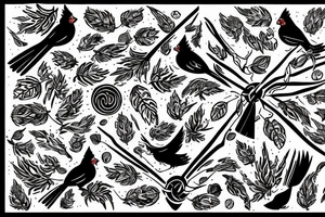 two cardinals chasing eachother tattoo idea