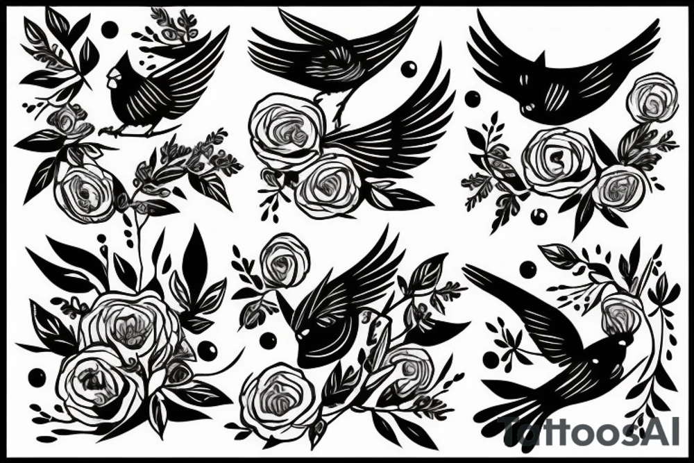two cardinals chasing eachother tattoo idea
