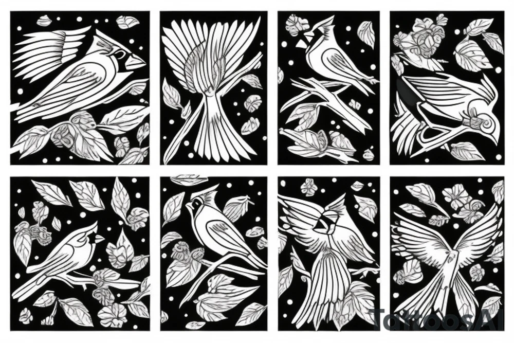 two cardinals chasing eachother tattoo idea