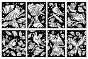 two cardinals chasing eachother tattoo idea