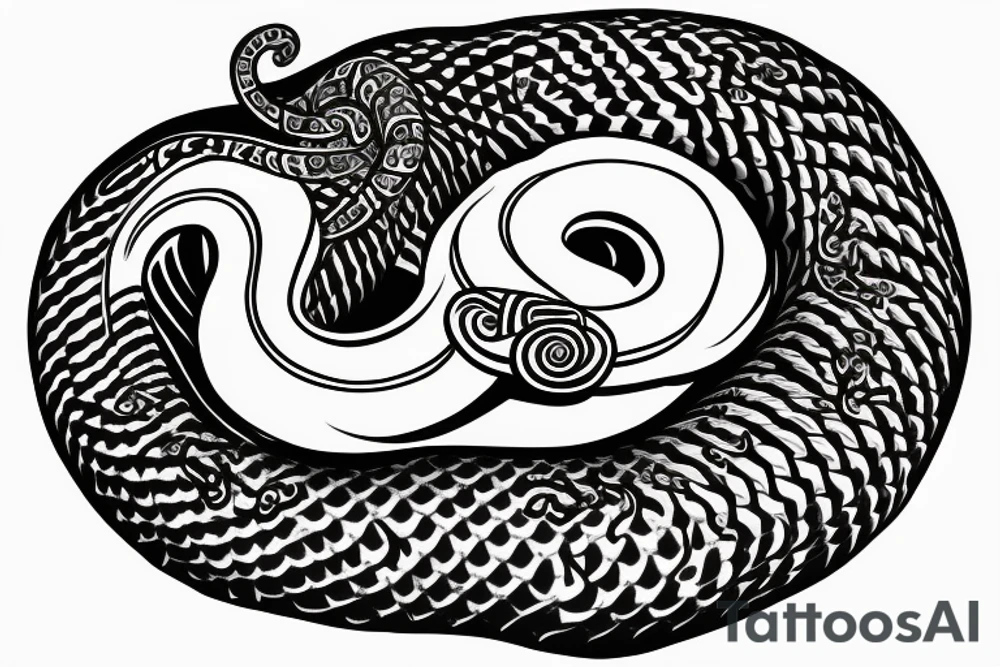 Kundalini snake running from the neck down the centre of the backbone tattoo idea