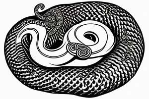 Kundalini snake running from the neck down the centre of the backbone tattoo idea