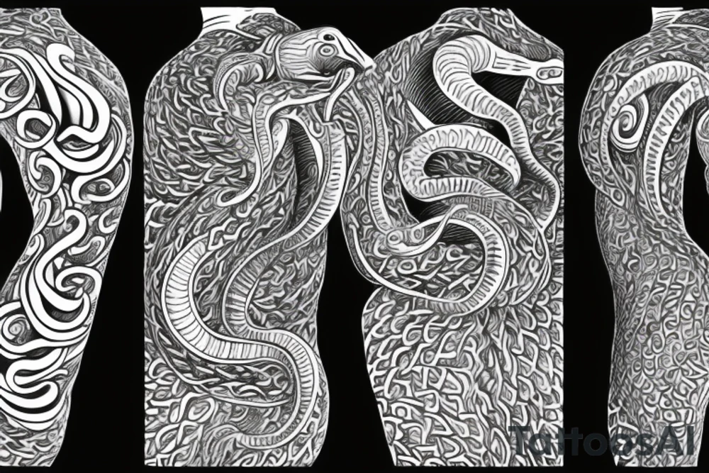 Kundalini snake running from the neck down the centre of the backbone tattoo idea