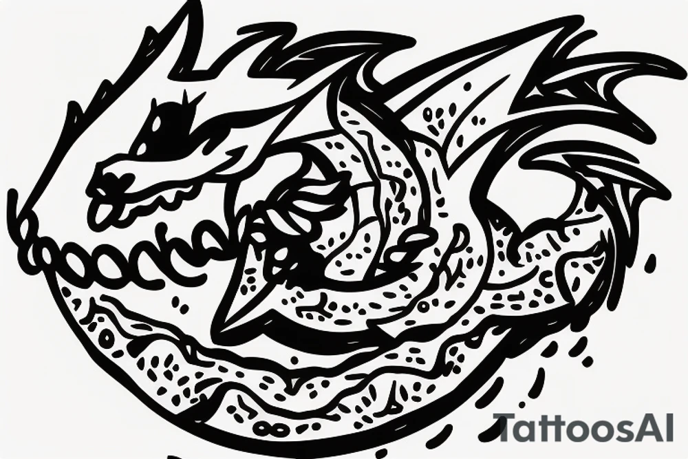A dragon eating a pizza tattoo idea