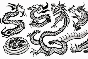 A dragon eating a pizza tattoo idea