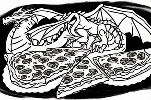 A dragon eating a pizza tattoo idea