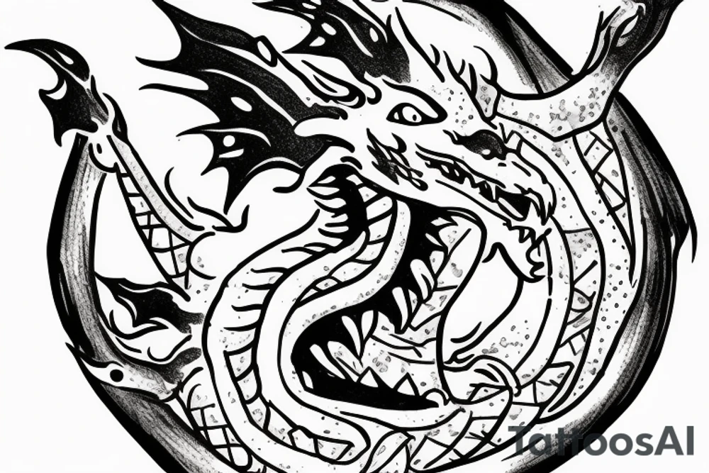 A dragon eating a pizza tattoo idea