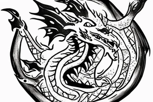 A dragon eating a pizza tattoo idea