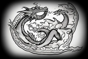dragon eating a pizza tattoo idea