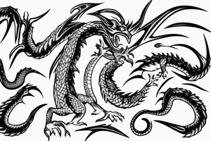 dragon eating a pizza tattoo idea