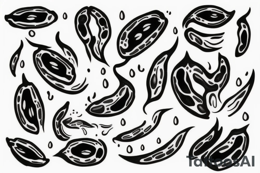 A black bean that is on fire tattoo idea