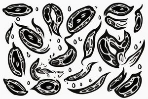 A black bean that is on fire tattoo idea