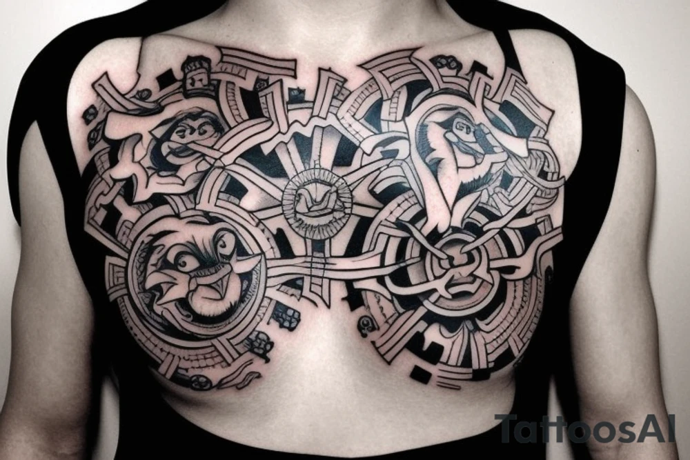 upgrade crown tattoo on my chest, mayby monkey or ai effect tattoo idea