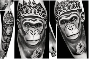 inteligent monkey in crown tattoo idea