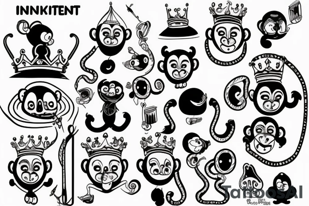 inteligent monkey in crown tattoo idea