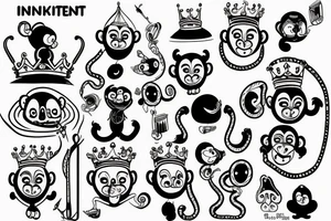 inteligent monkey in crown tattoo idea