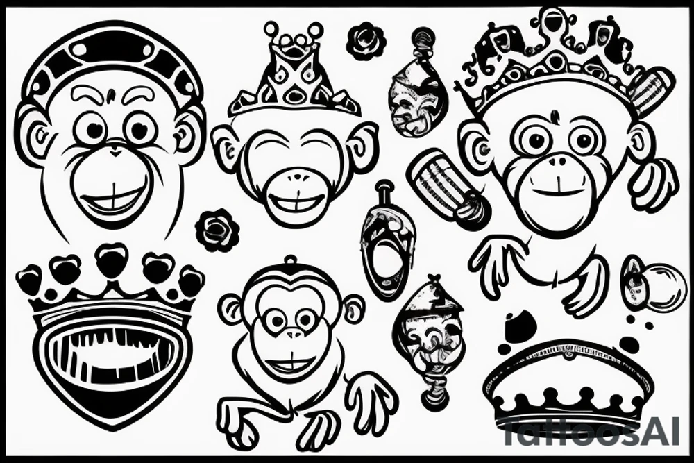 inteligent monkey in crown tattoo idea