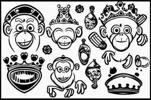 inteligent monkey in crown tattoo idea
