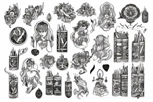 library with two goddess tattoo idea