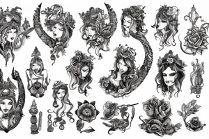library with two goddess tattoo idea