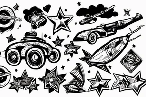 Star riding in a tank tattoo idea