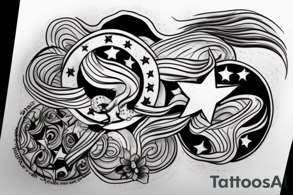 Star riding in a tank tattoo idea
