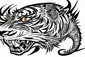 Three eyed tiger mixed with dragon tattoo idea