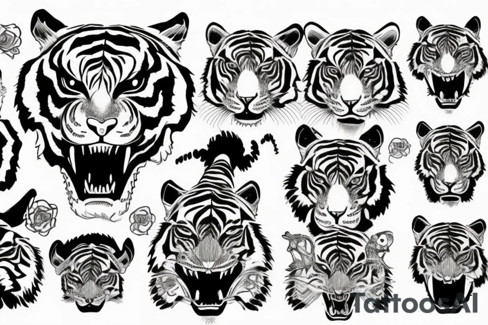 Three eyed tiger mixed with dragon tattoo idea