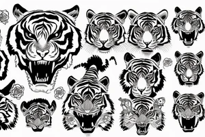 Three eyed tiger mixed with dragon tattoo idea