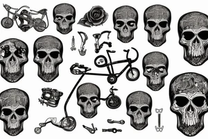 Skull formed with bicycle parts tattoo idea