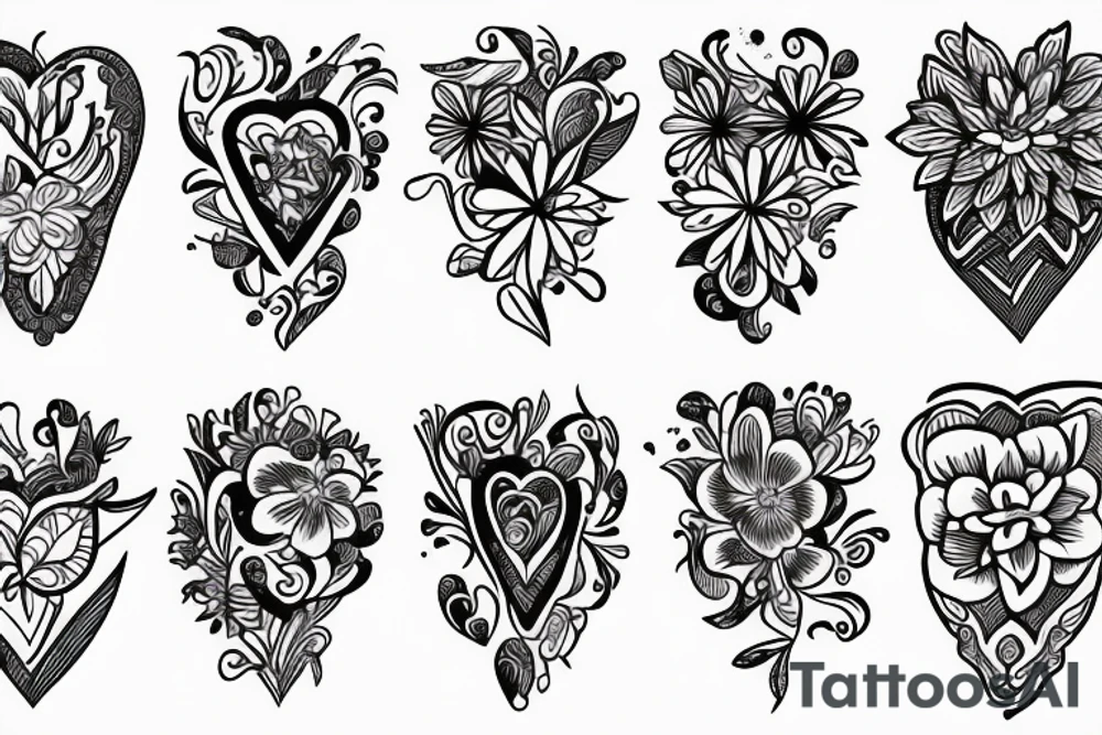 Heart and flowers tattoo idea