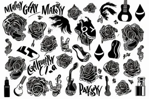 Mały styl  perkusyjny ,gitarowy muzyczny tattoo idea