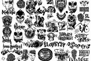 Mały styl  perkusyjny ,gitarowy muzyczny tattoo idea