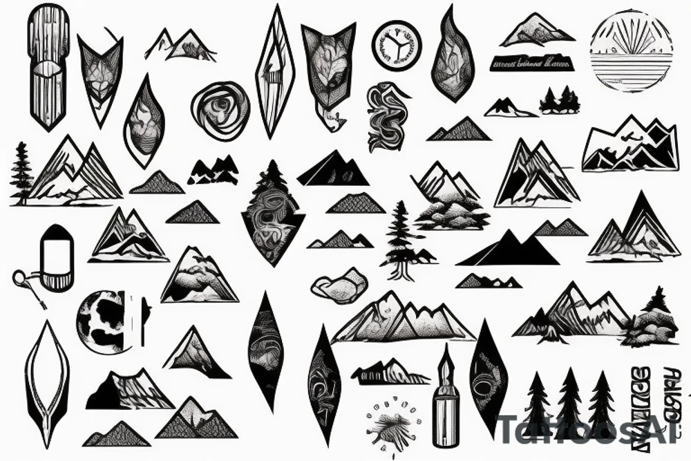 Mountains on glass tattoo idea