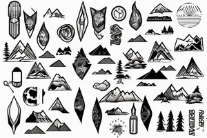 Mountains on glass tattoo idea