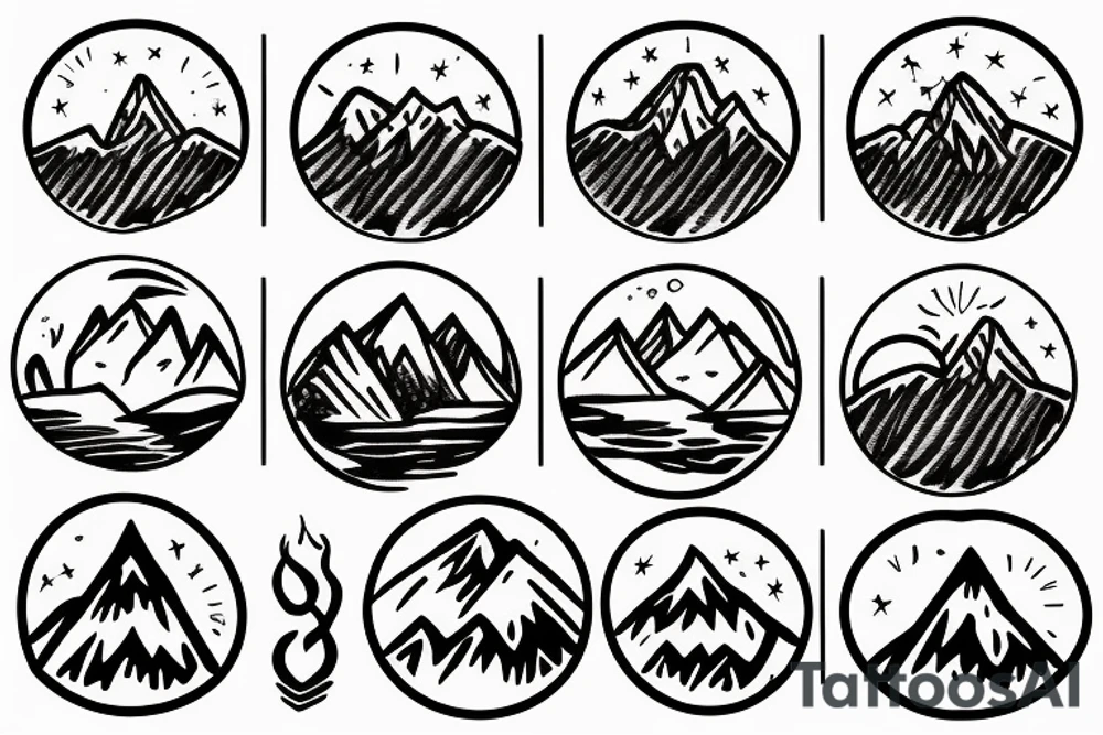 Mountains on glass tattoo idea