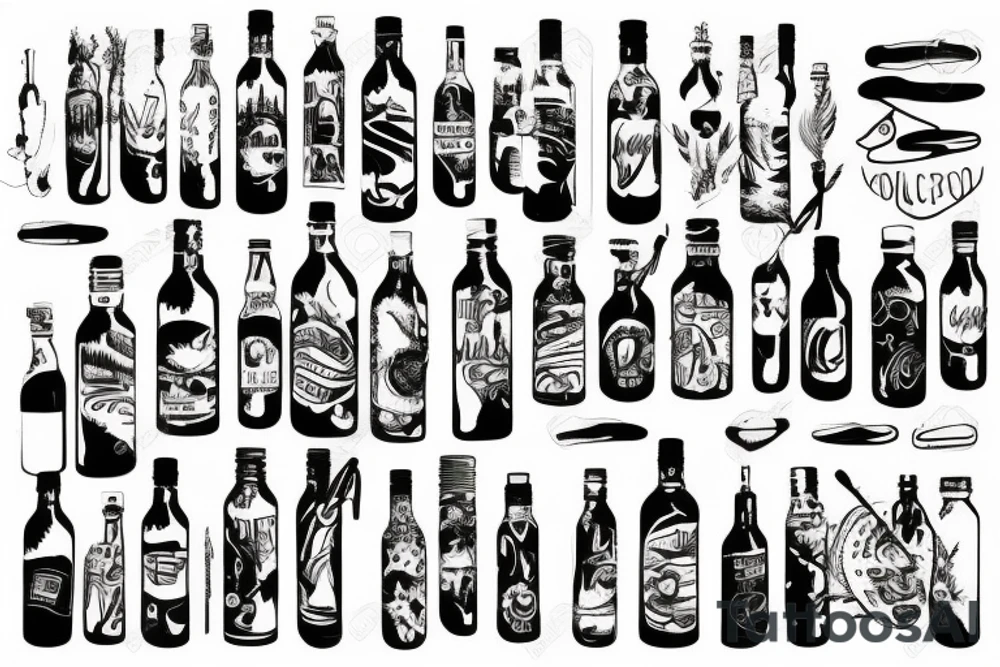 Mountains in bottle tattoo idea