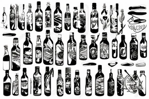 Mountains in bottle tattoo idea