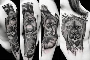 Death fight with forest animal tattoo idea