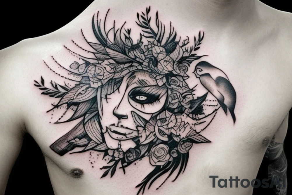 Death fight with forest animal tattoo idea